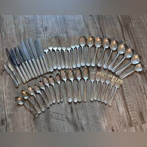 Vintage silver plate flatware utensils Elegant formal Silver dinner Cutlery Set